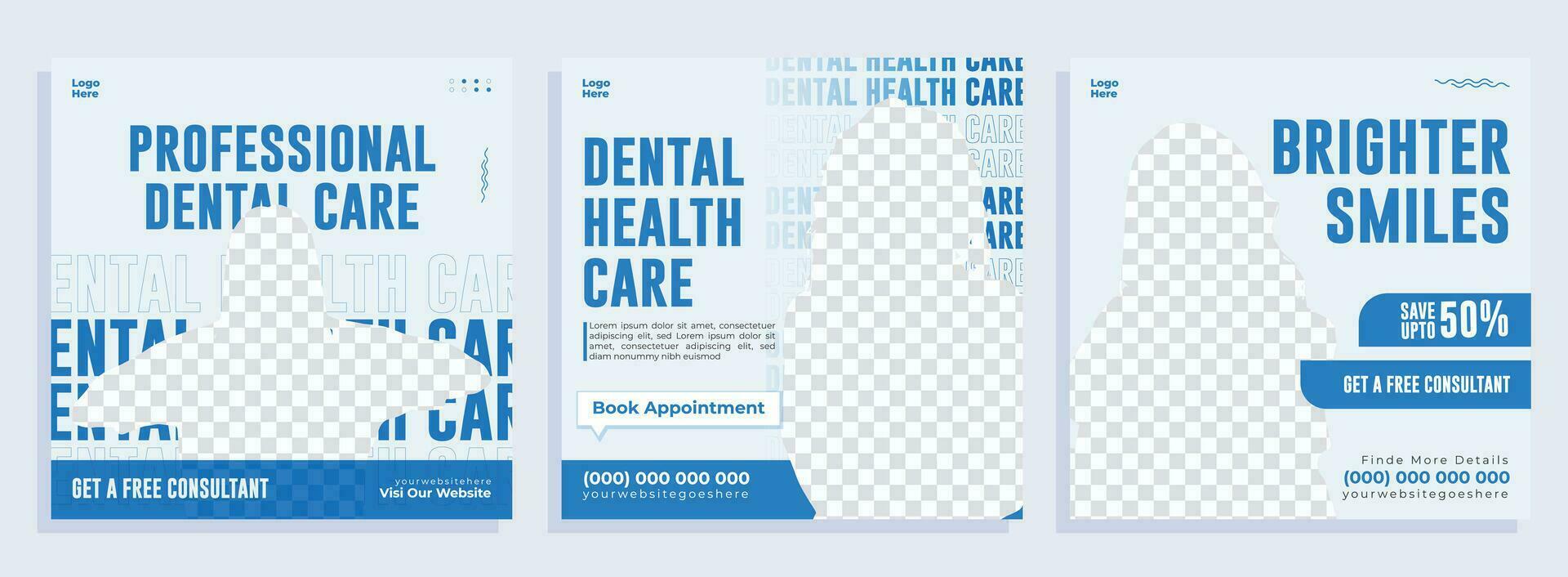 dental social media posta, baner mall design. vektor