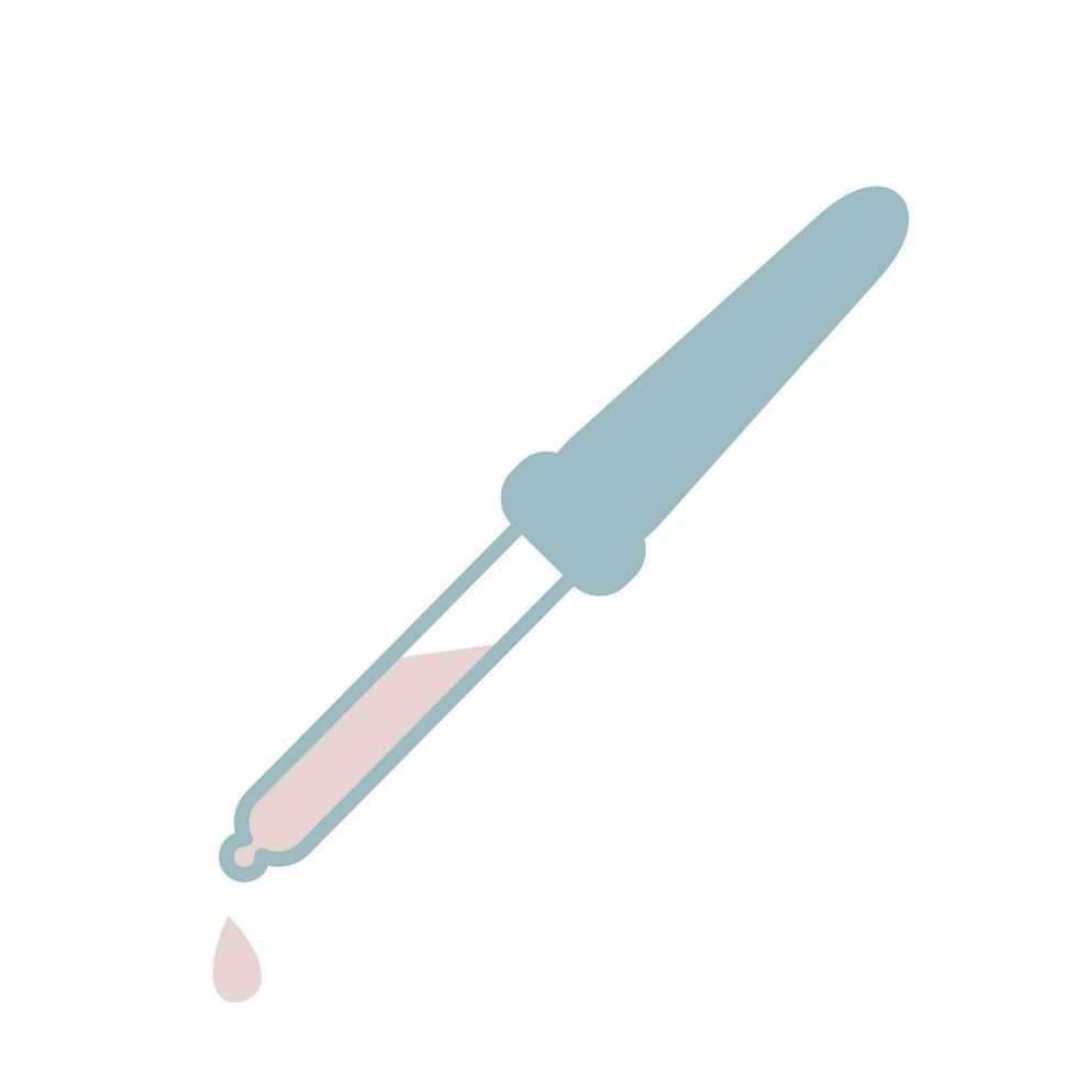 enkel illustration av pipett med en släppa. symbol av laboratorium analys, de medicinsk och farmaceutisk industrier. isolerat vektor element