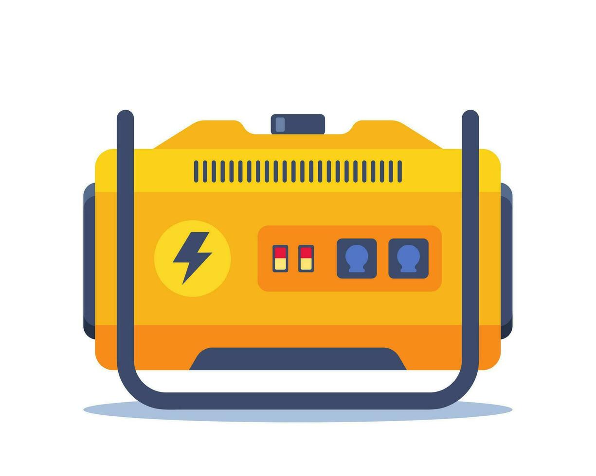 bärbar elektrisk kraft generator. teknologi, elektricitet, energi begrepp. vektor illustration.