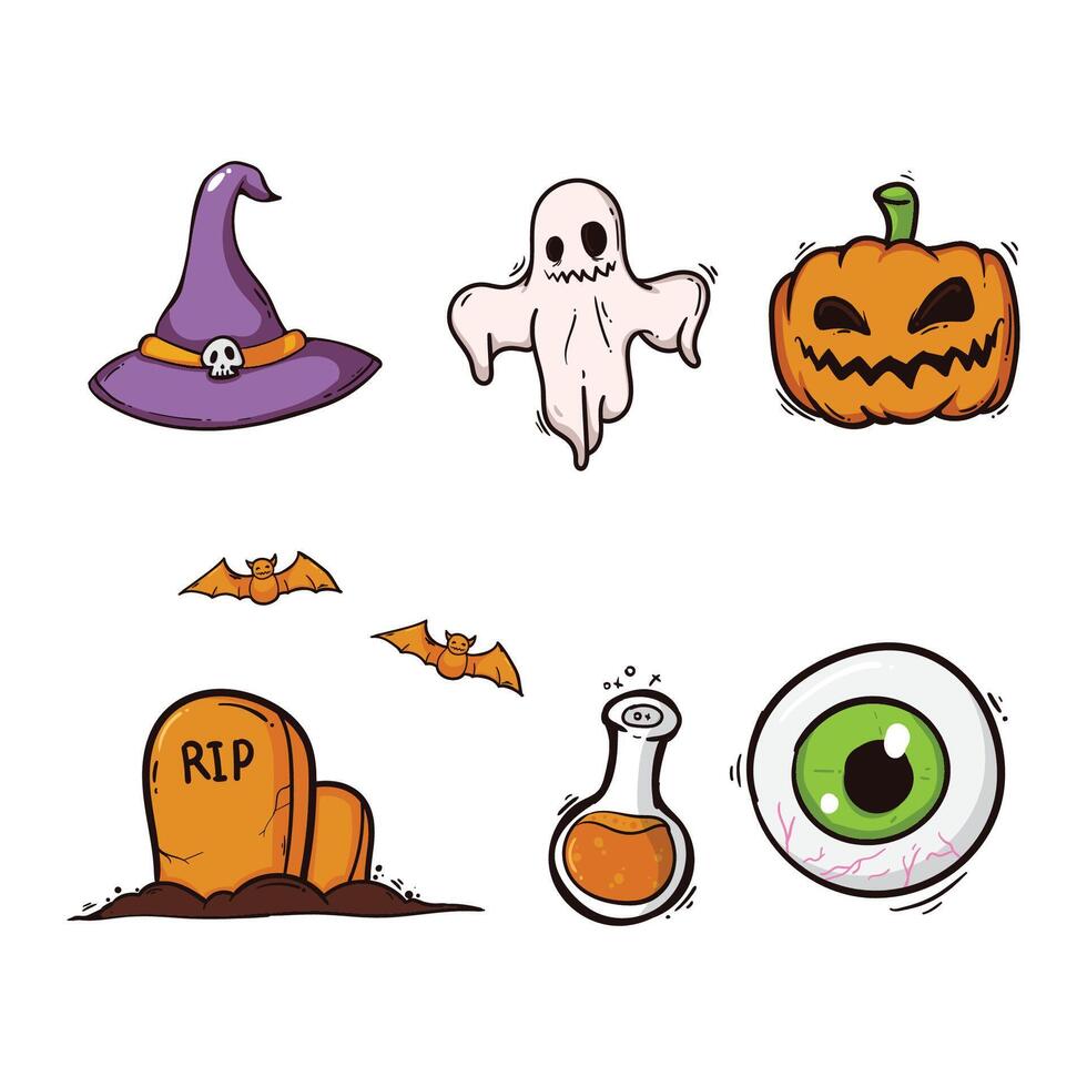 Halloween Design Elemente. Vektor Desgin Symbol, Logos, Etiketten und Objekt