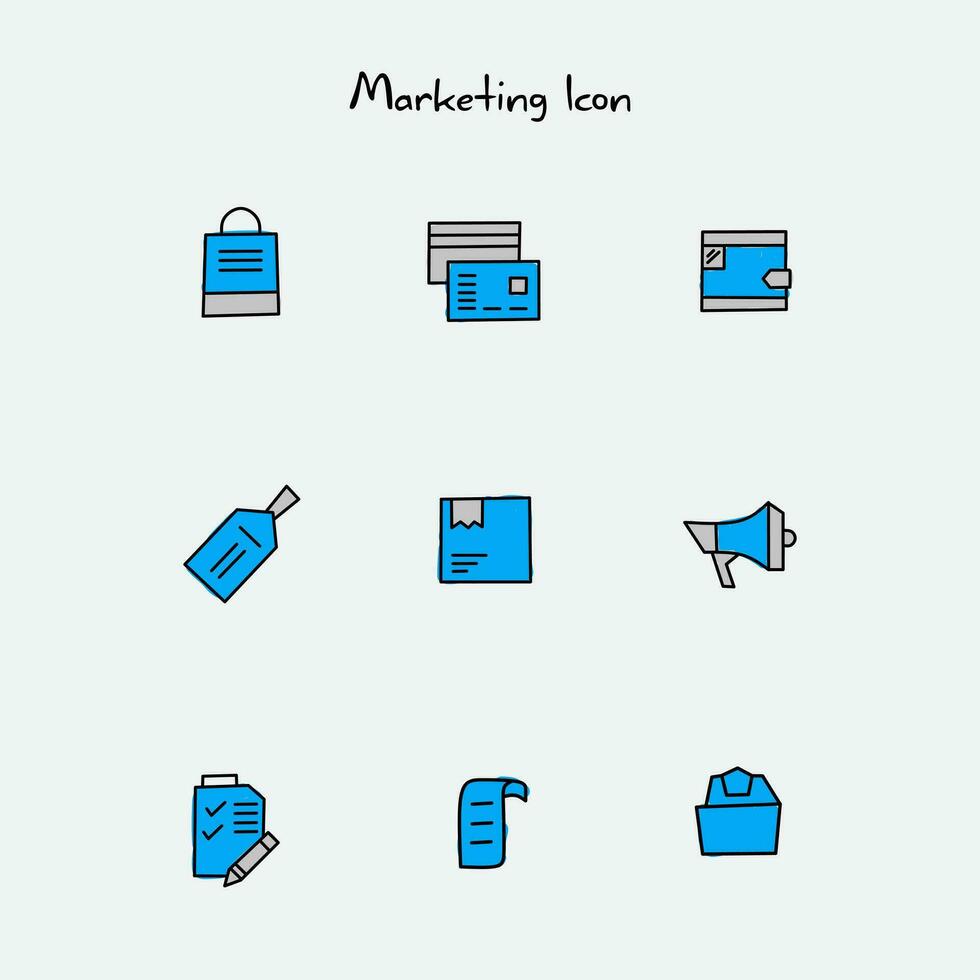 einstellen von Marketing Symbol Entwürfe, mit Blau Farbe, und verschiedene Formen vektor