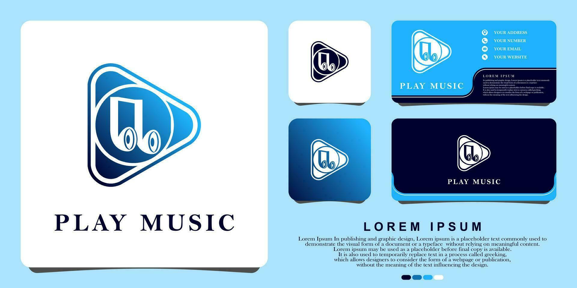 musik logotyp, spela musik logotyp blå Färg, design vektor illustration