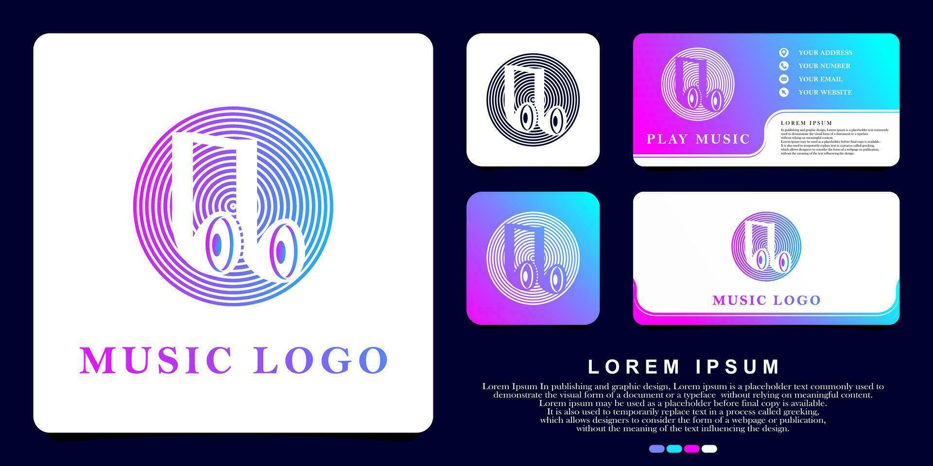 musik logotyp, spela musik logotyp färgrik, design vektor illustration