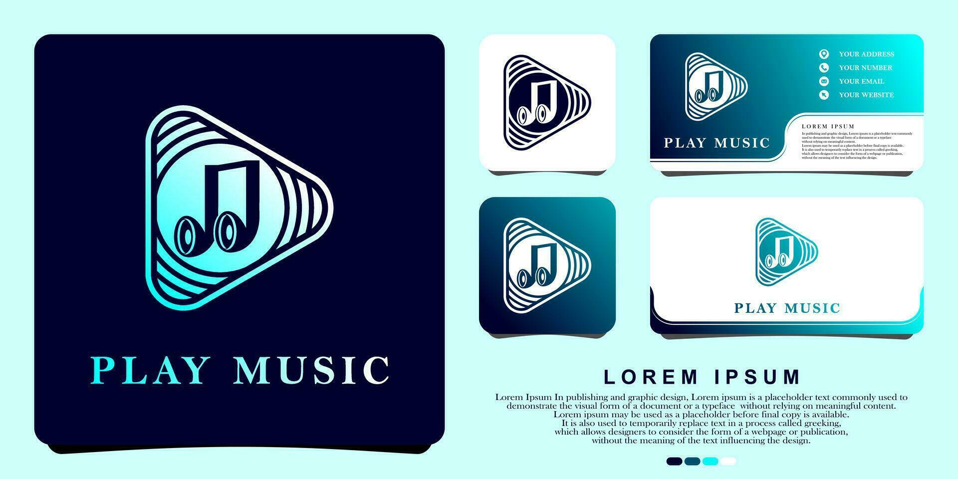 musik logotyp, spela musik logotyp blå Färg, design vektor illustration