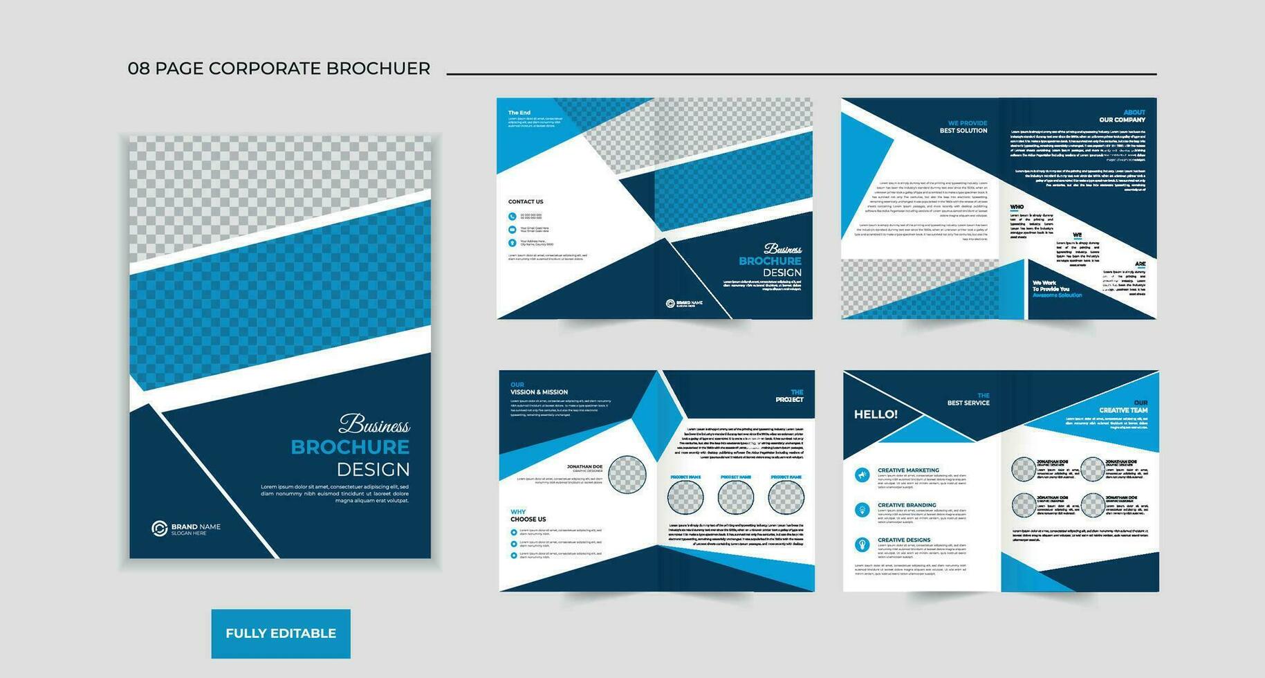 företag broschyr mall layout design, 8 sida företags- broschyr redigerbar mall layout design. företag profil vektor
