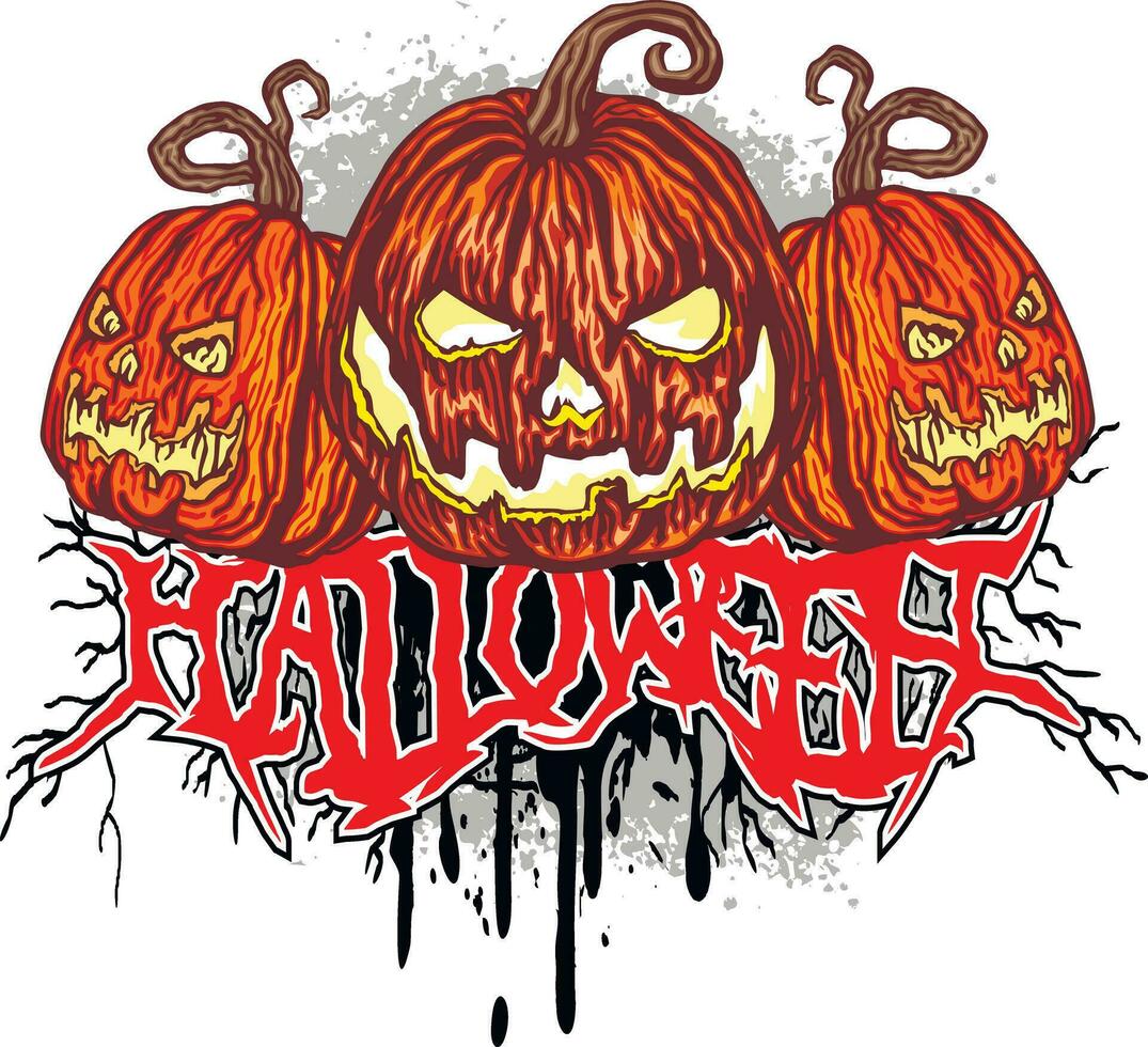 halloween pumpa, grunge.vintage design t-tröjor vektor