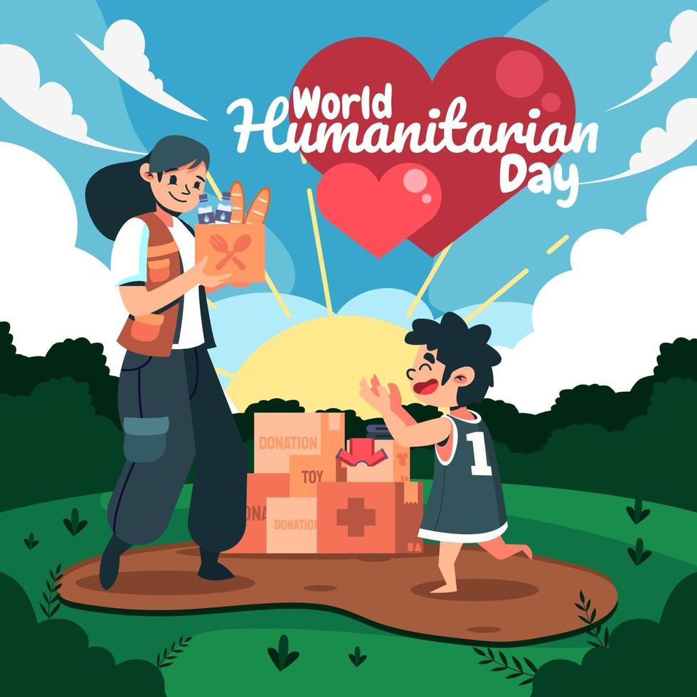 Welttag der humanitären Hilfe mit Kindern vektor