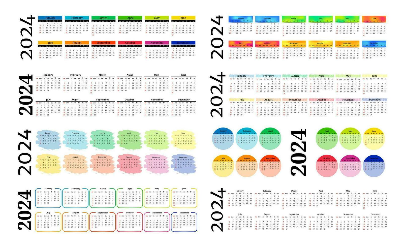 Kalender zum 2024 isoliert auf ein Weiß Hintergrund vektor