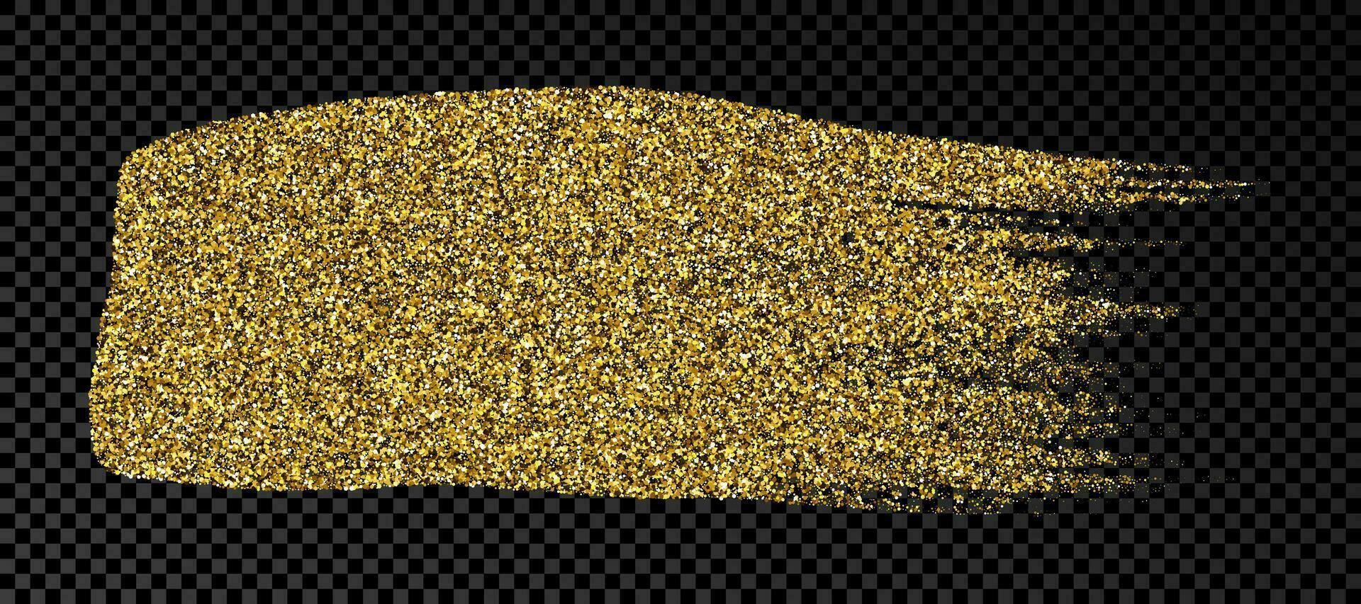 hand dragen bläck fläck i guld glitter. guld bläck fläck med pärlar isolerat på mörk bakgrund. vektor illustration