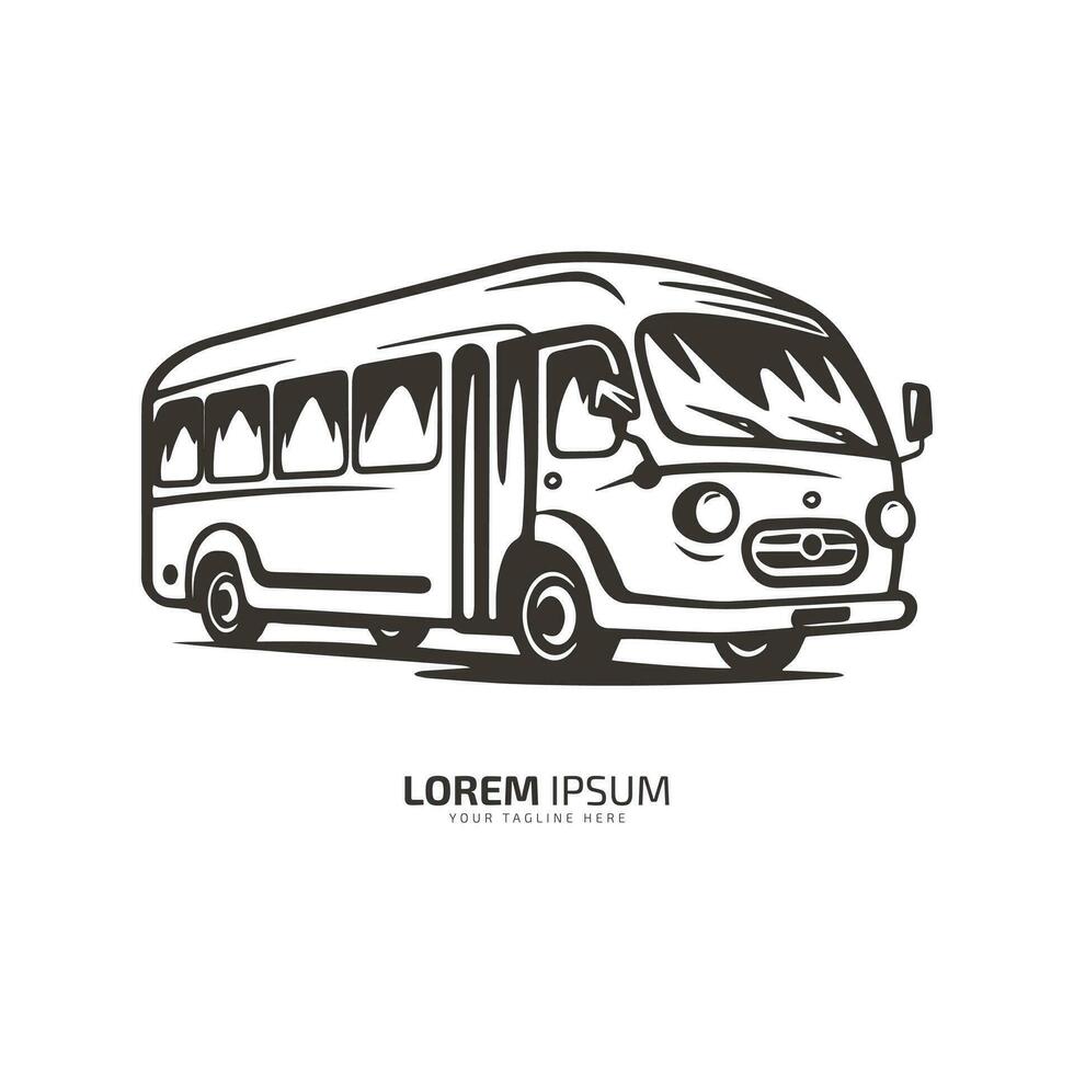 minimal och abstrakt logotyp av buss vektor skola buss ikon studerande buss silhuett isolerat mall gammal design