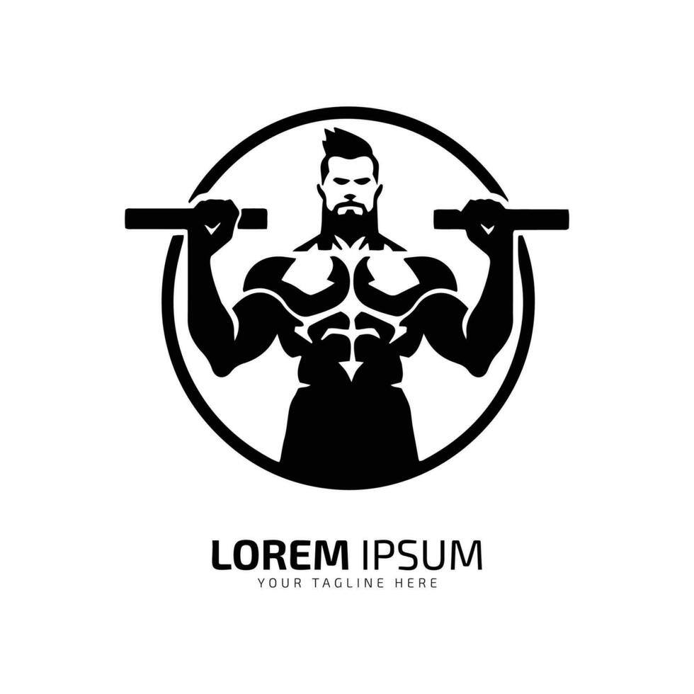 Gym logotyp stark man ikon kondition silhuett vektor isolerat design