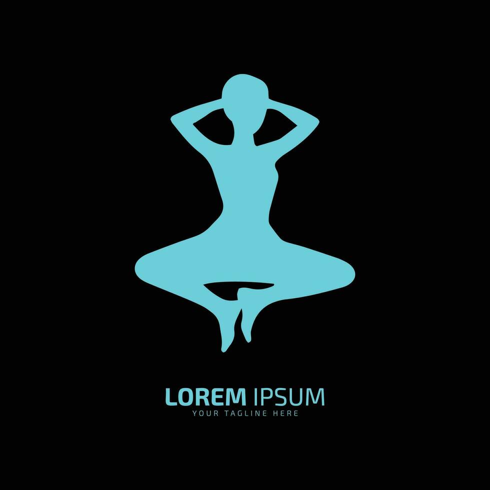 lady silhuett i minimalistisk stil logotyp design yoga övning logotyp ikon silhuett vektor isolerat design