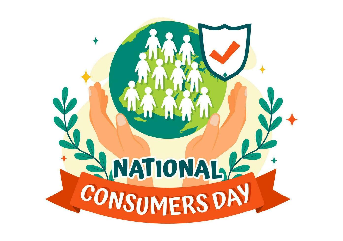 nationell konsument dag vektor illustration med handla vagn och papper väska för befordran, baner eller affisch i platt tecknad serie bakgrund design
