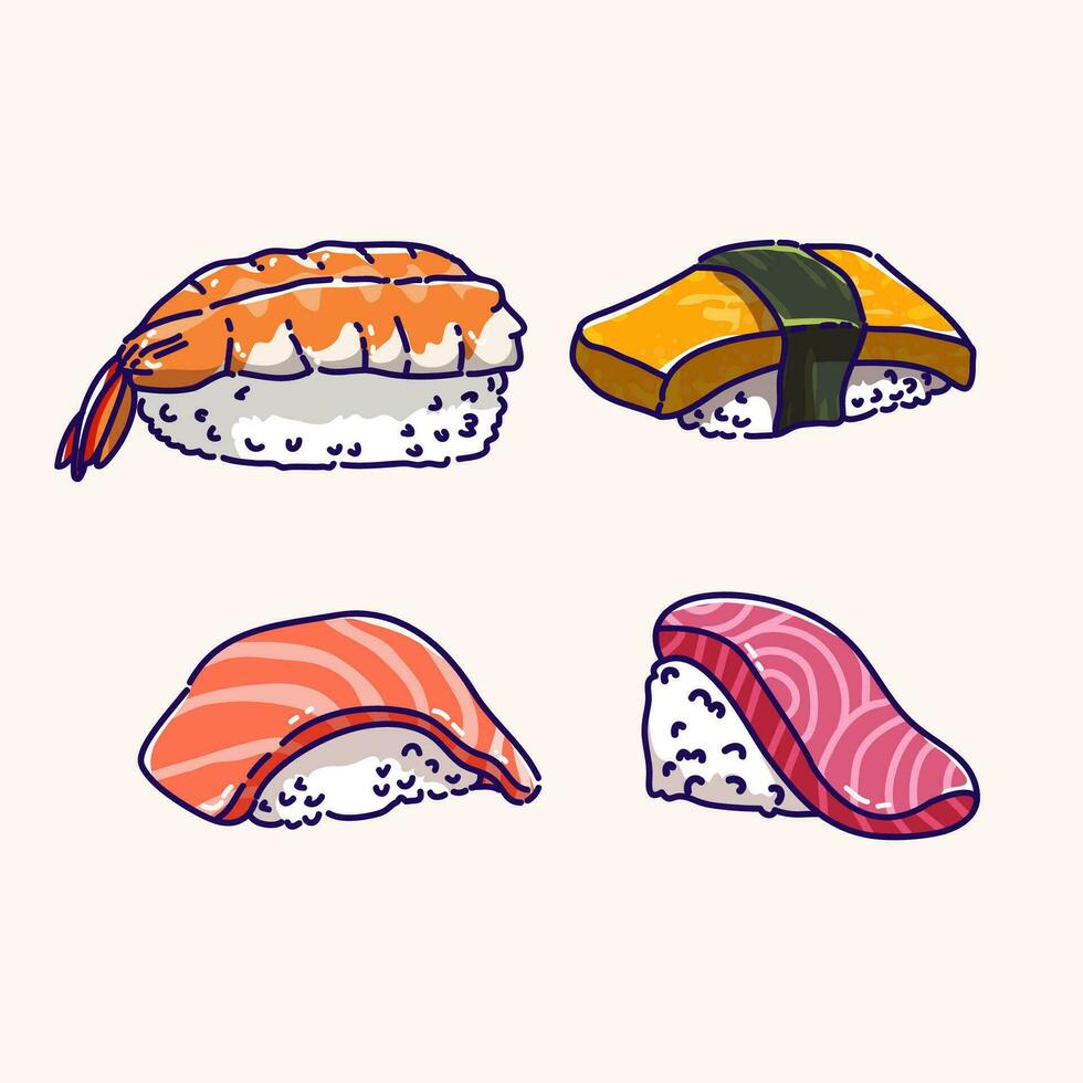 einstellen von Sushi japanisch Essen Vektor Illustration