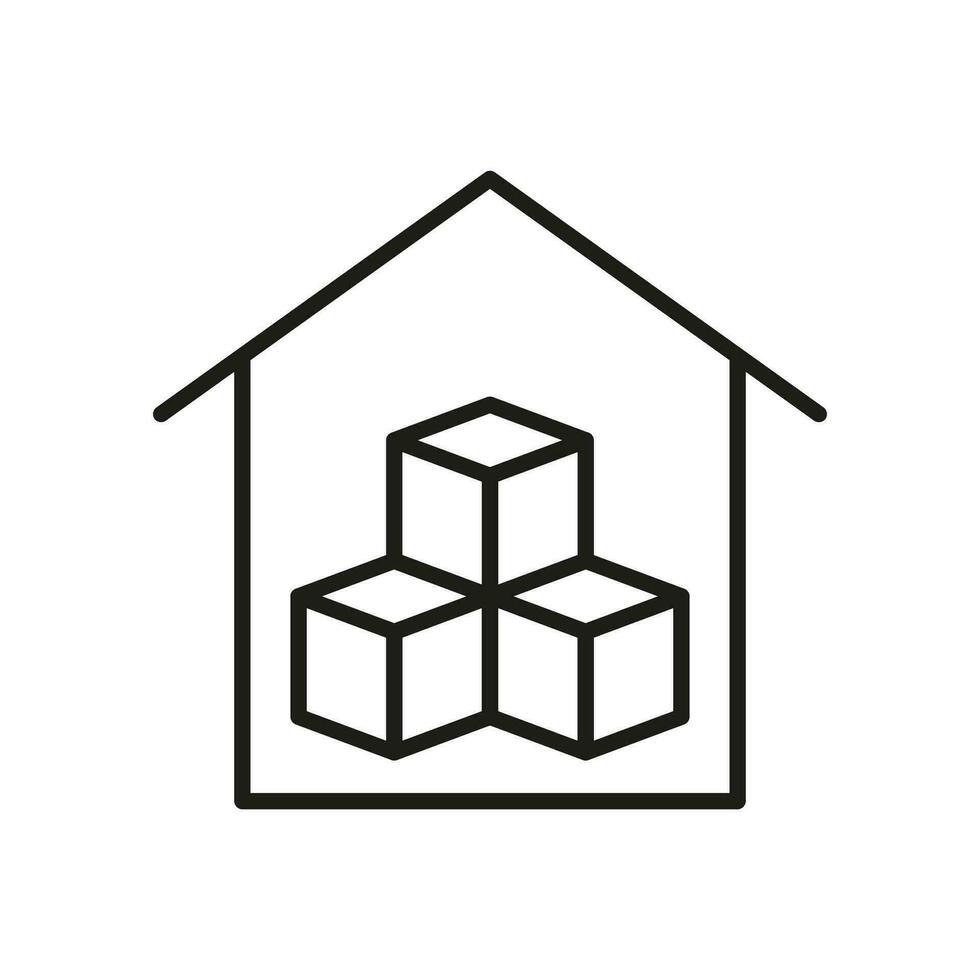 Warenhaus Linie Symbol. Lager Gebäude linear Piktogramm. Lagerhaus zum Versand Bedienung Gliederung Symbol. kommerziell Ladung Box im Geschäft Haus unterzeichnen. editierbar Schlaganfall. isoliert Vektor Illustration.