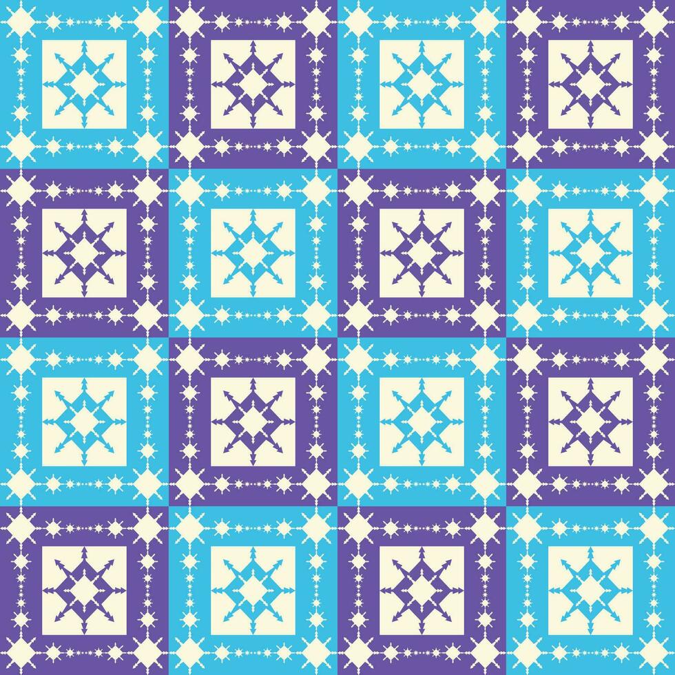 Himmel Blau lila traditionell Farbe nordisch Schneeflocke Platz gestalten vektor