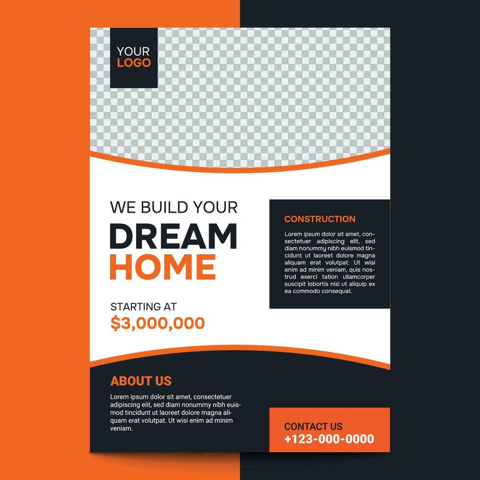 modern Broschüre und Zuhause Verkauf Flyer Design Vorlage, korporativ echt Nachlass Flyer Design vektor