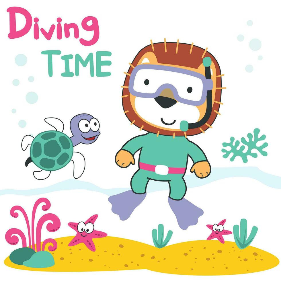 vektor illustration av djur- Björn i snorkel mask dykning i de hav. kan vara Begagnade för t-shirt skriva ut, kreativ vektor barnslig bakgrund för tyg textil, och Övrig dekoration