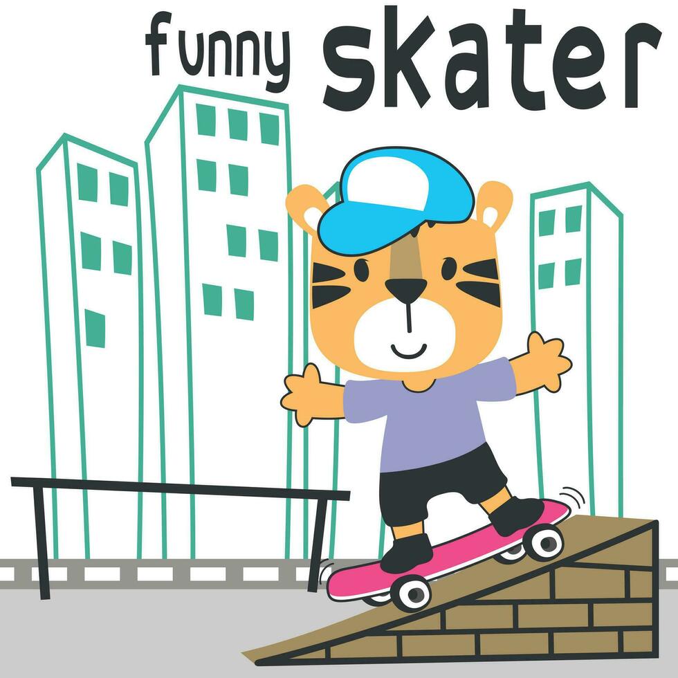 söt tecknad serie karaktär Björn skridskoåkare. vektor skriva ut med söt lejon på en skateboard. kan vara Begagnade för t-shirt skriva ut, barn ha på sig mode design, tyg textil, barnkammare tapet och Övrig dekoration.