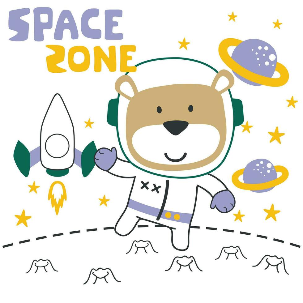 Vektor Illustration von süß Karikatur Astronauten wenig Tier im Raum, geeignet zum Aufkleber und t Hemden Kinder Baby, t Hemd drucken Design, Mode Grafik und andere Dekoration.