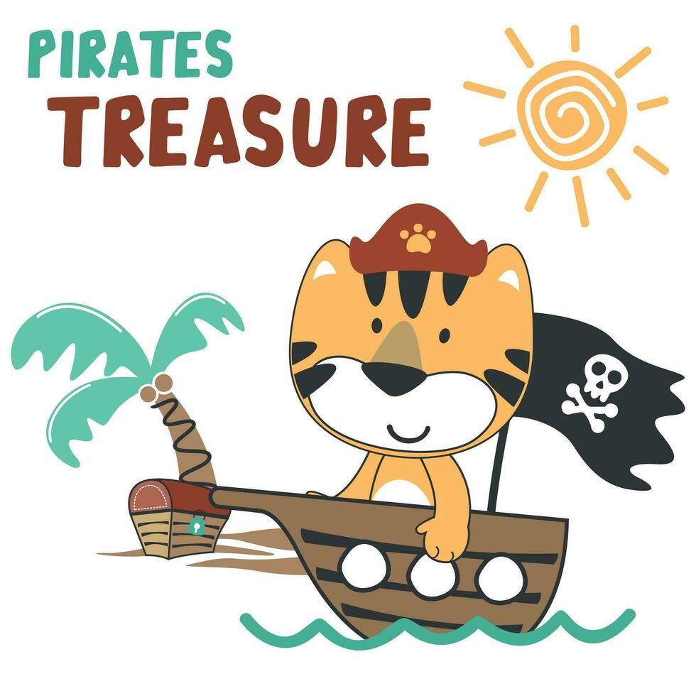 Vektor Illustration von komisch Bär Pirat, geeignet zum Aufkleber und t Hemden Kinder Baby, t Hemd drucken Design, Mode Grafik und andere Dekoration.