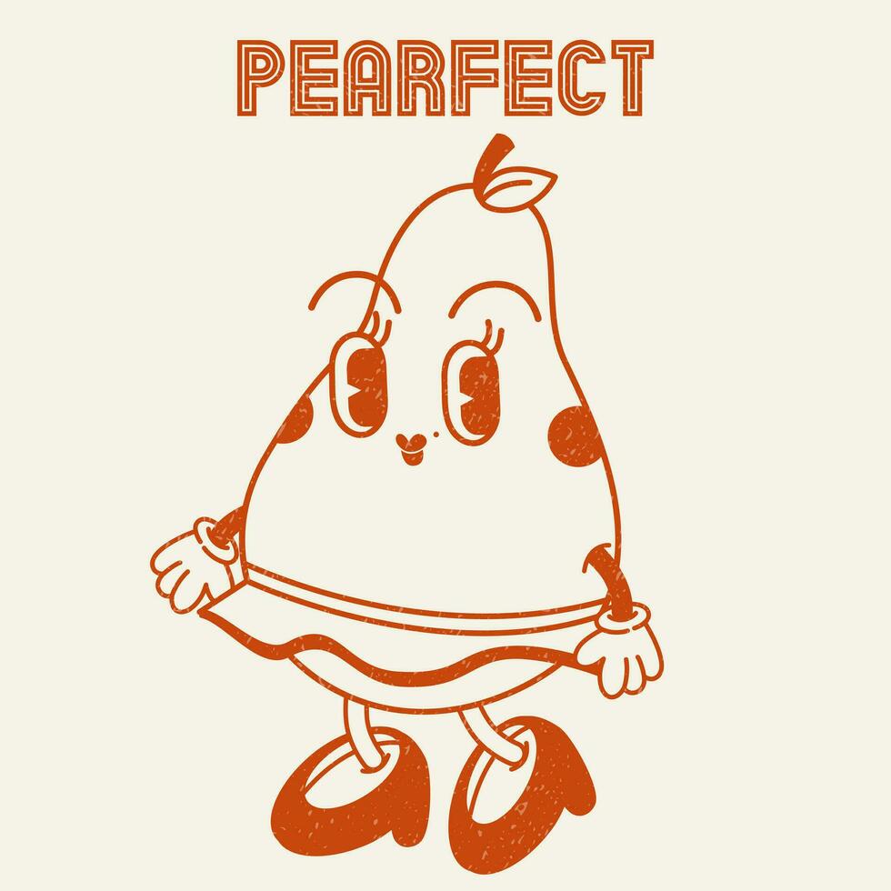 pearfect tecknad serie retro häftig illustration skriva ut med rolig slogan för grafisk tee t skjorta eller klistermärke affisch - vektor. vektor illustration