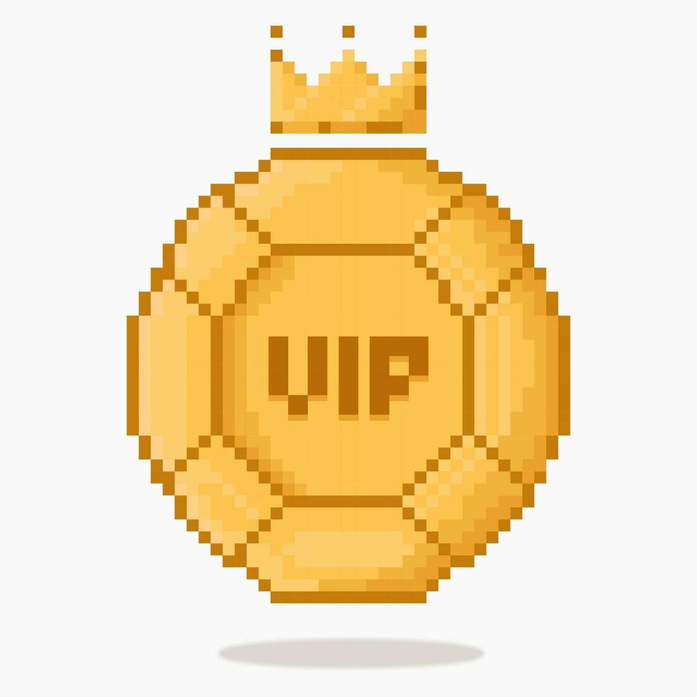 Pixel Kunst Poker golden Chips. Kasino Chips VIP. Chip Vektor Symbol isoliert auf Weiß Hintergrund. Vektor Symbol