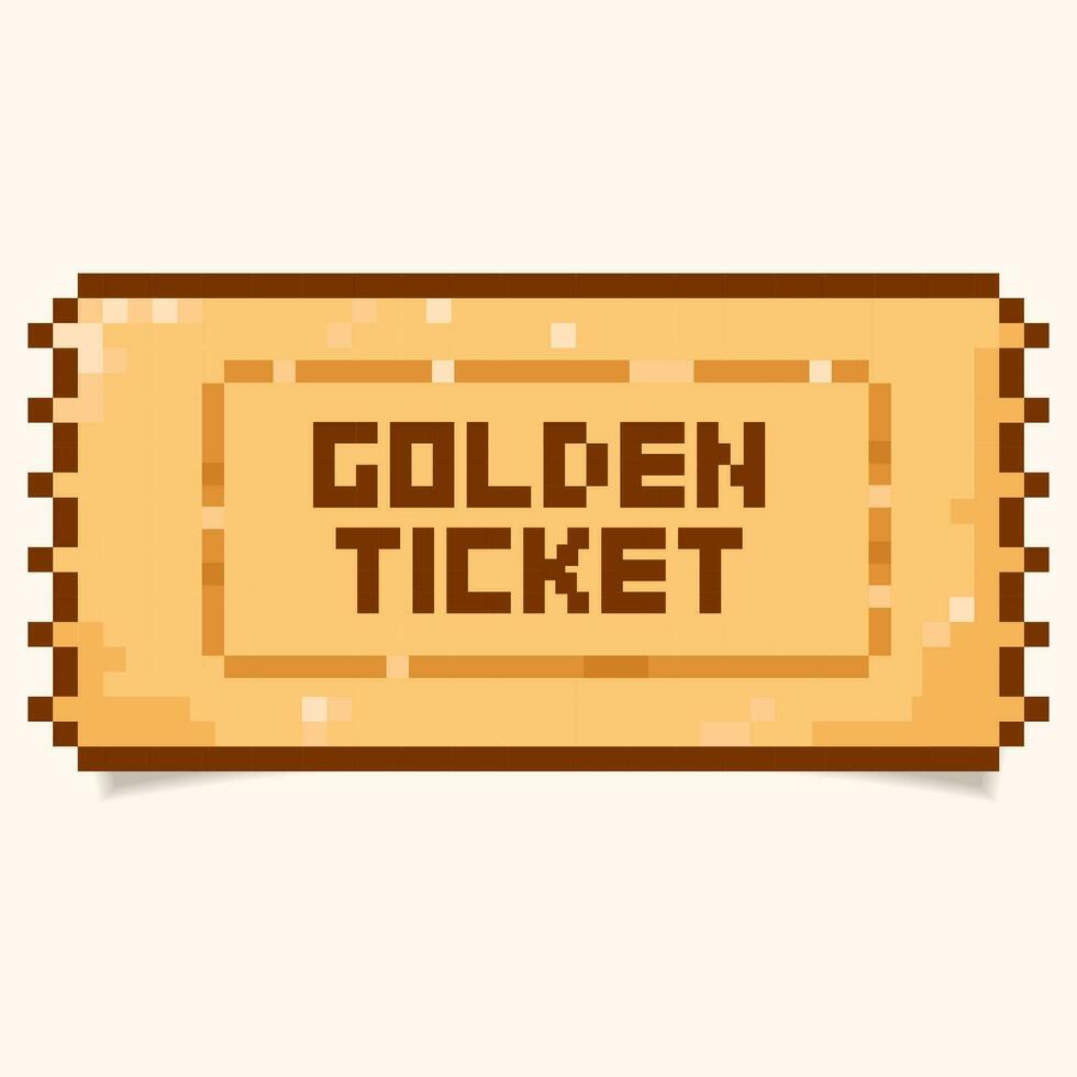 Pixel Gutschein.golden Fahrkarte Vorlage, vip Eintrag vektor