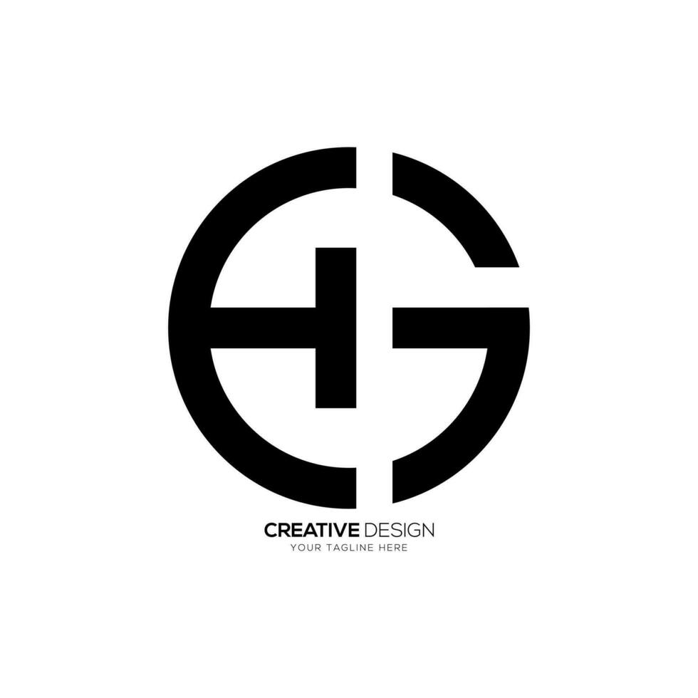 Brief hg oder gh mit gerundet gestalten kreativ Monogramm Kreis abstrakt Logo Design vektor