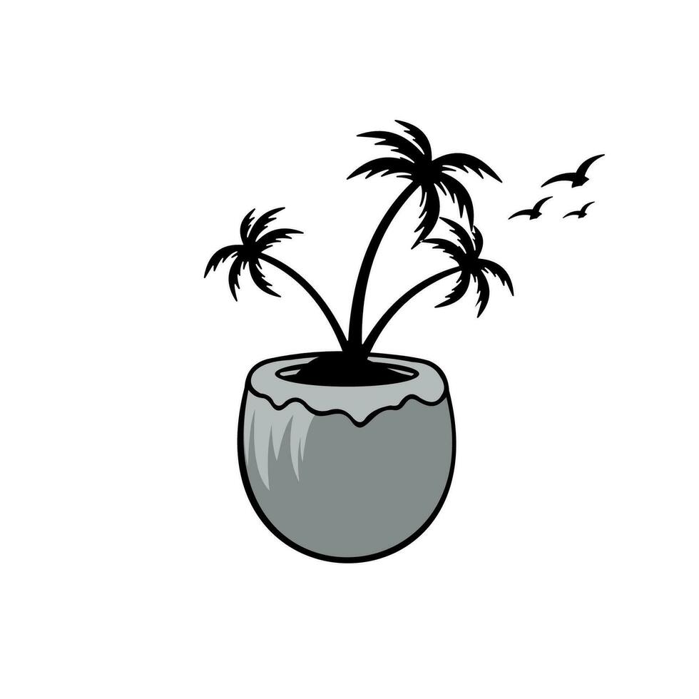 kokos logotyp med kokos träd. vektor illustration.
