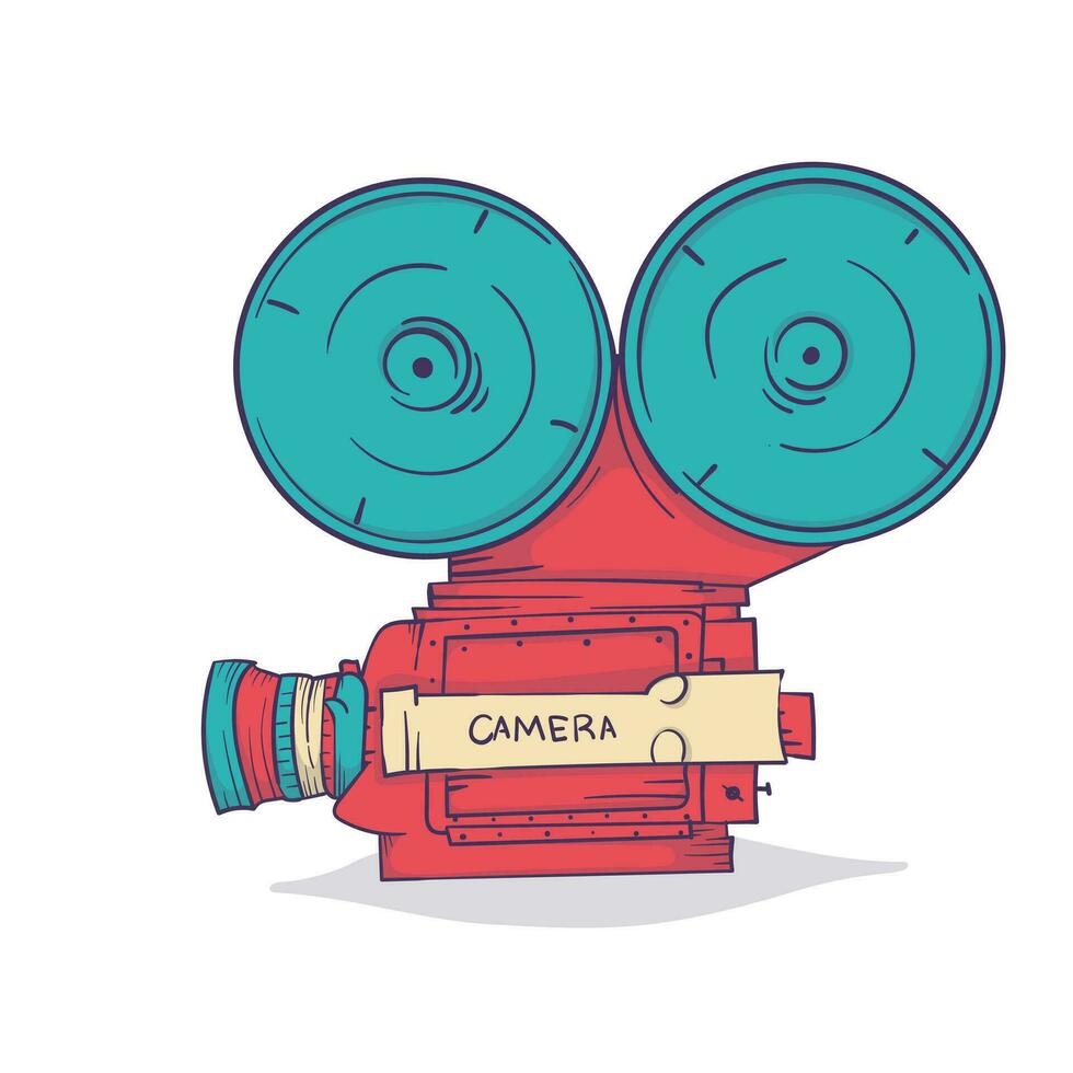 Jahrgang Kamera Video Recorder Illustration mit Beamer im Hand gezeichnet Design vektor