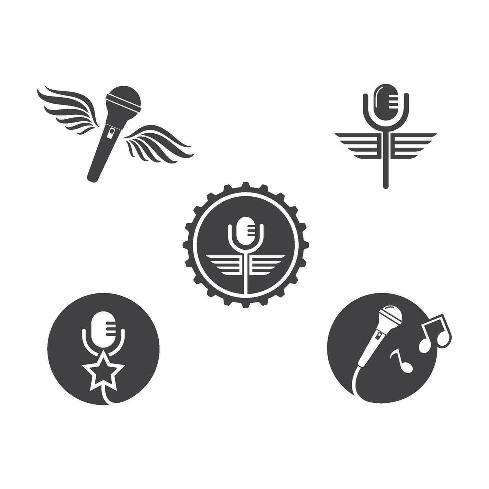 mikrofon ikon logotyp av karaoke och musikalisk vektor illustration design