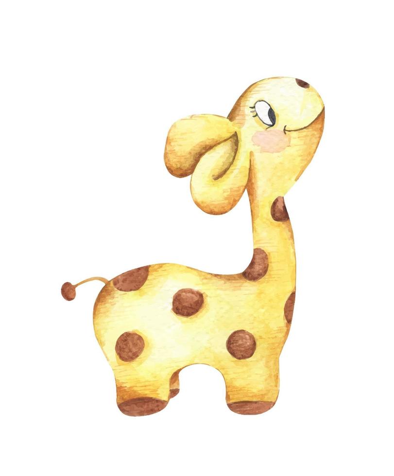 akvarellmålning av söt baby giraff. vektor