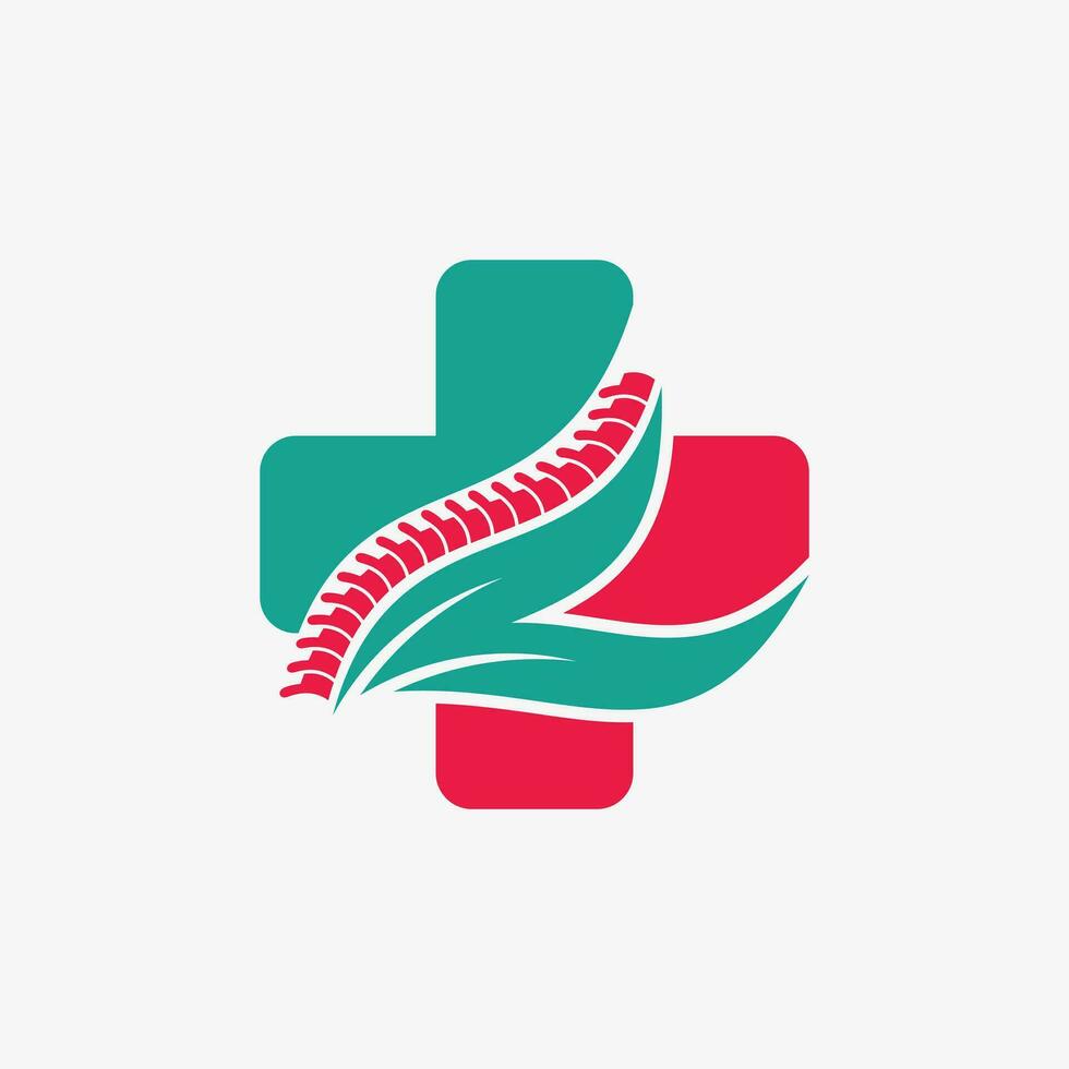 kiropraktik naturlig massage tillbaka smärta och spinal ikon logotyp design med kreativ begrepp vektor