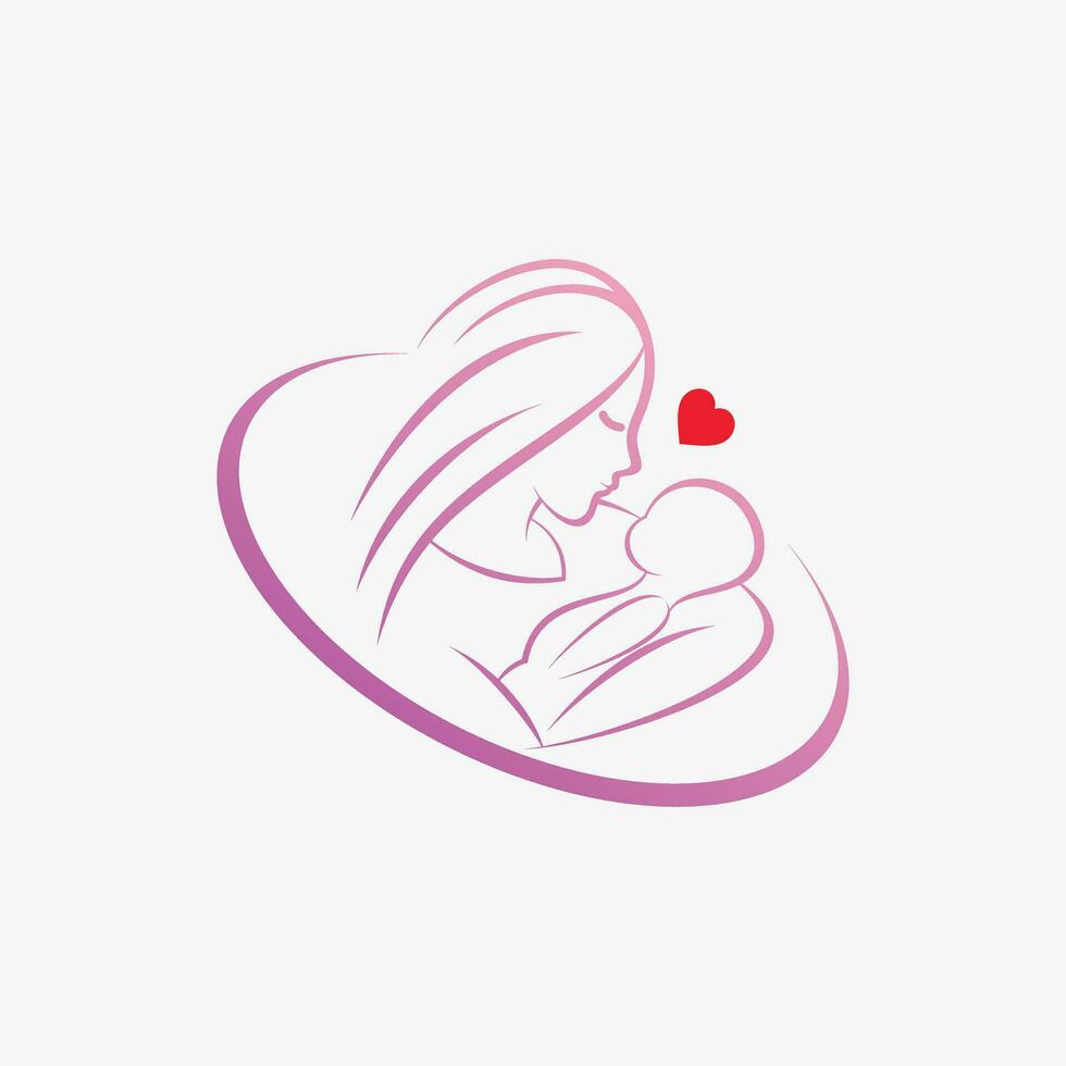 Mama und Baby Logo Design Vektor zum Mutterschaft Klinik mit kreativ Element Konzept