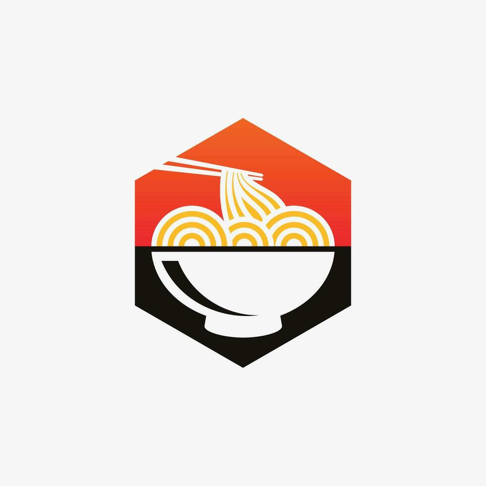 spaghetti logotyp design mall för Ramen restaurang med kreativ element begrepp vektor