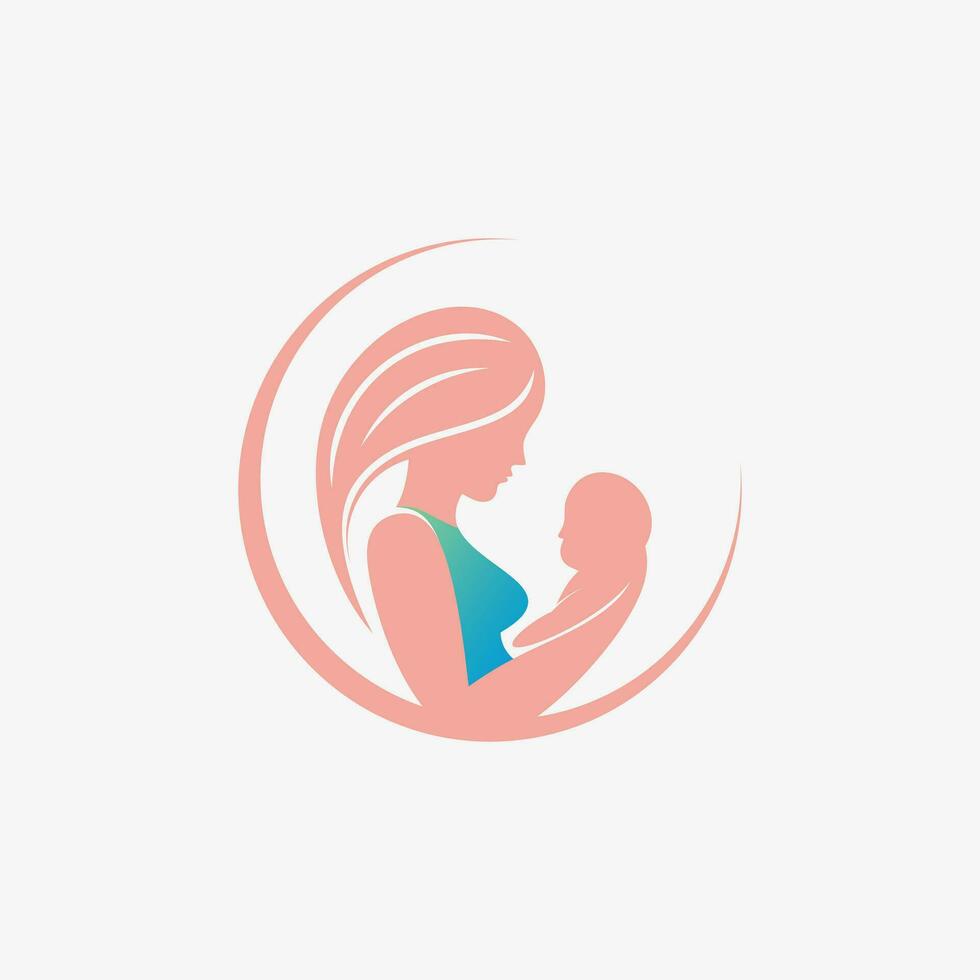 Mama und Baby Logo Design Vektor zum Mutterschaft Klinik mit kreativ Element Konzept