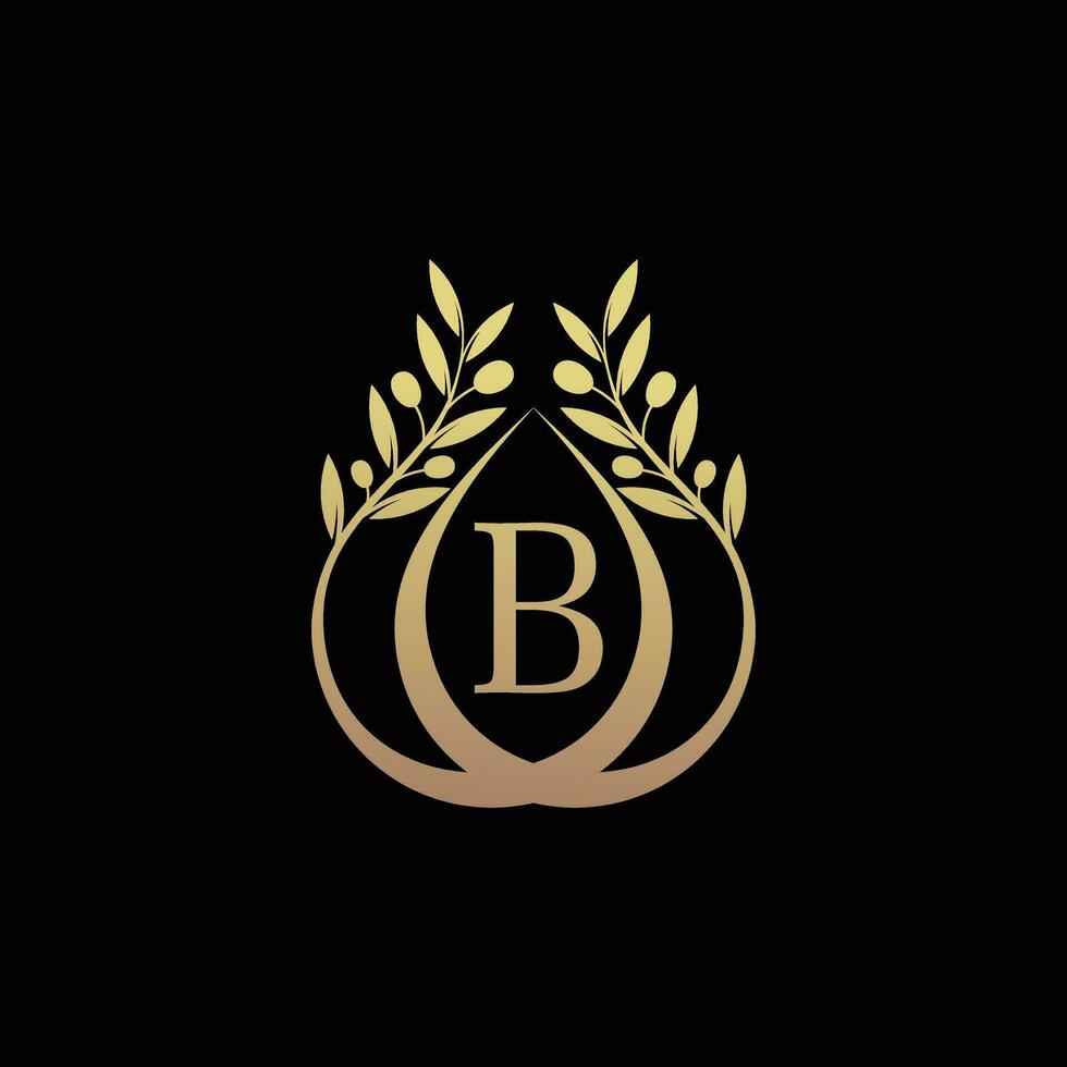 oliv olja logotyp design kombinerad med första brev b och kreativ begrepp vektor