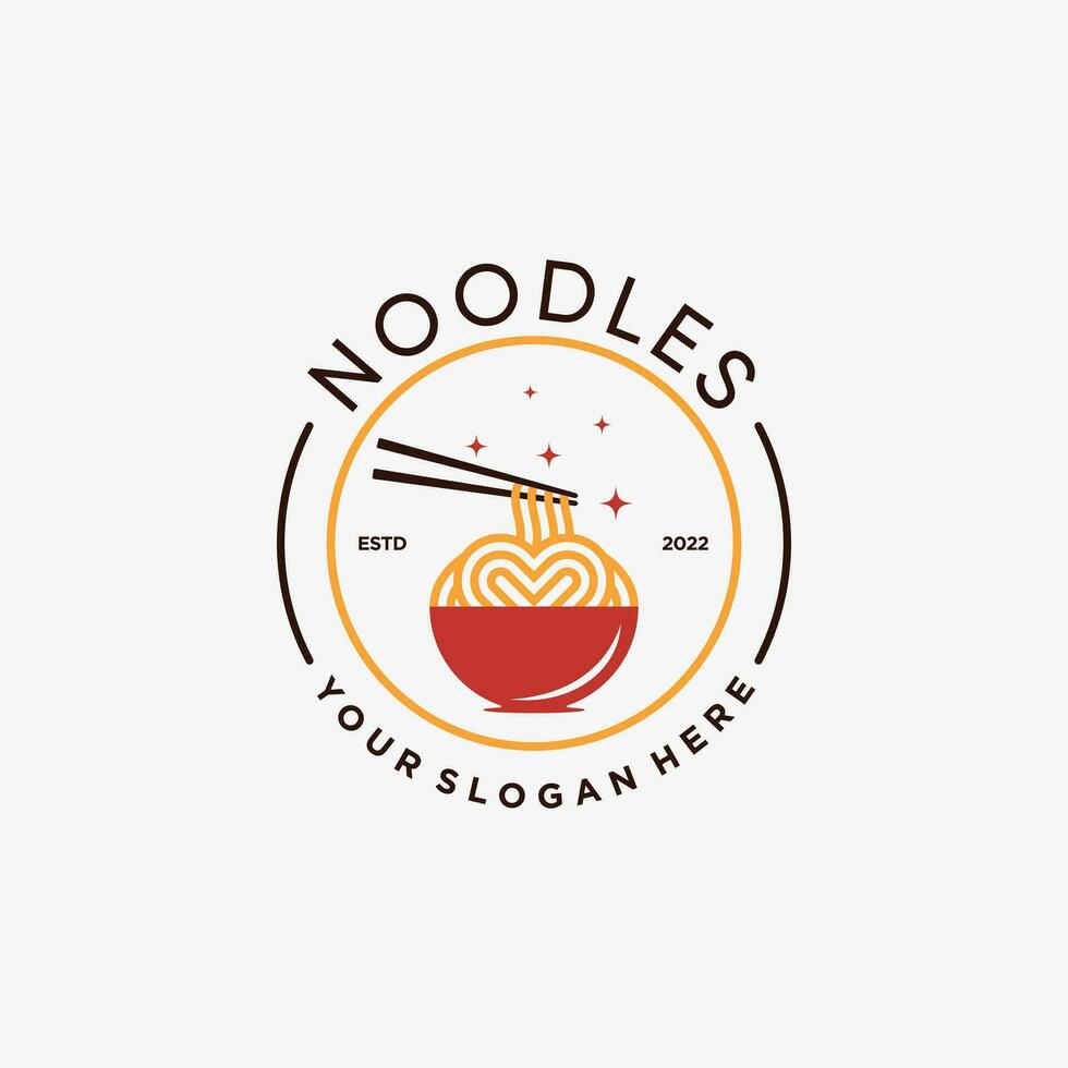 spaghetti logotyp design mall för Ramen restaurang med kreativ element begrepp vektor