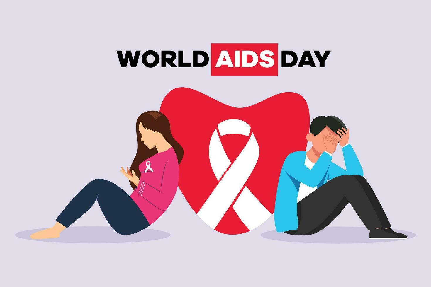 Welt AIDS Tag Konzept. AIDS Bewusstsein Symbol Design zum Poster, Banner, T-Shirt. farbig eben Vektor Illustration isoliert.