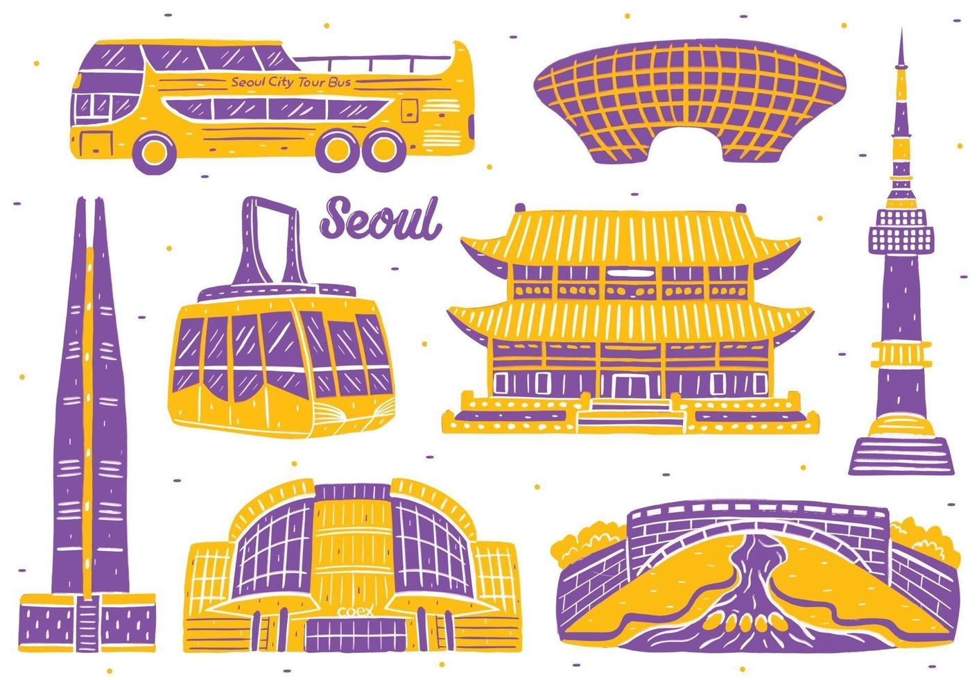 Seoul stadens landmärke i platt designstil vektor