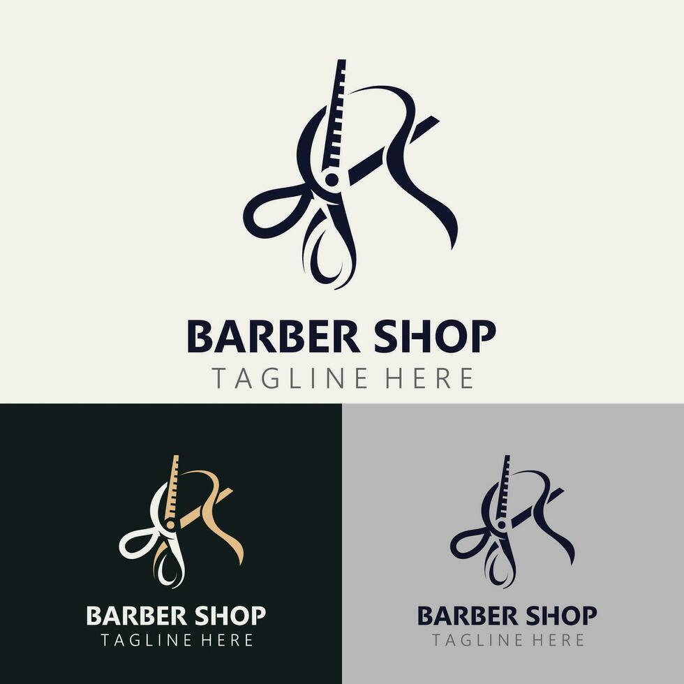 Barbier Logo Design Schere Symbol Vorlage. modern einfach Design. Friseure Werkzeuge und Friseurladen. Vektor Illustration