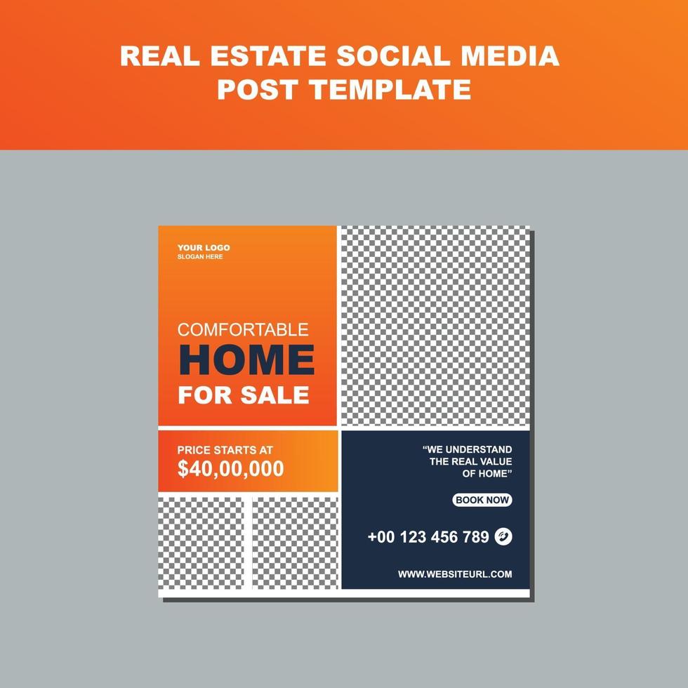 Immobilienagentur Social Media Post Template Design vektor