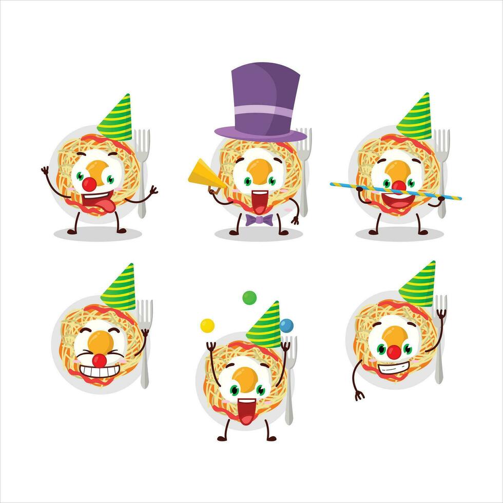 tecknad serie karaktär av spaghetti med olika cirkus visar vektor