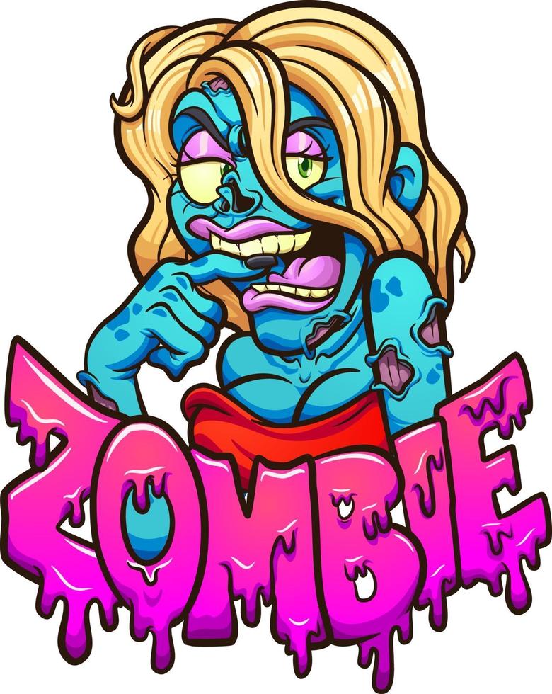 kvinnlig tecknad zombie vektor