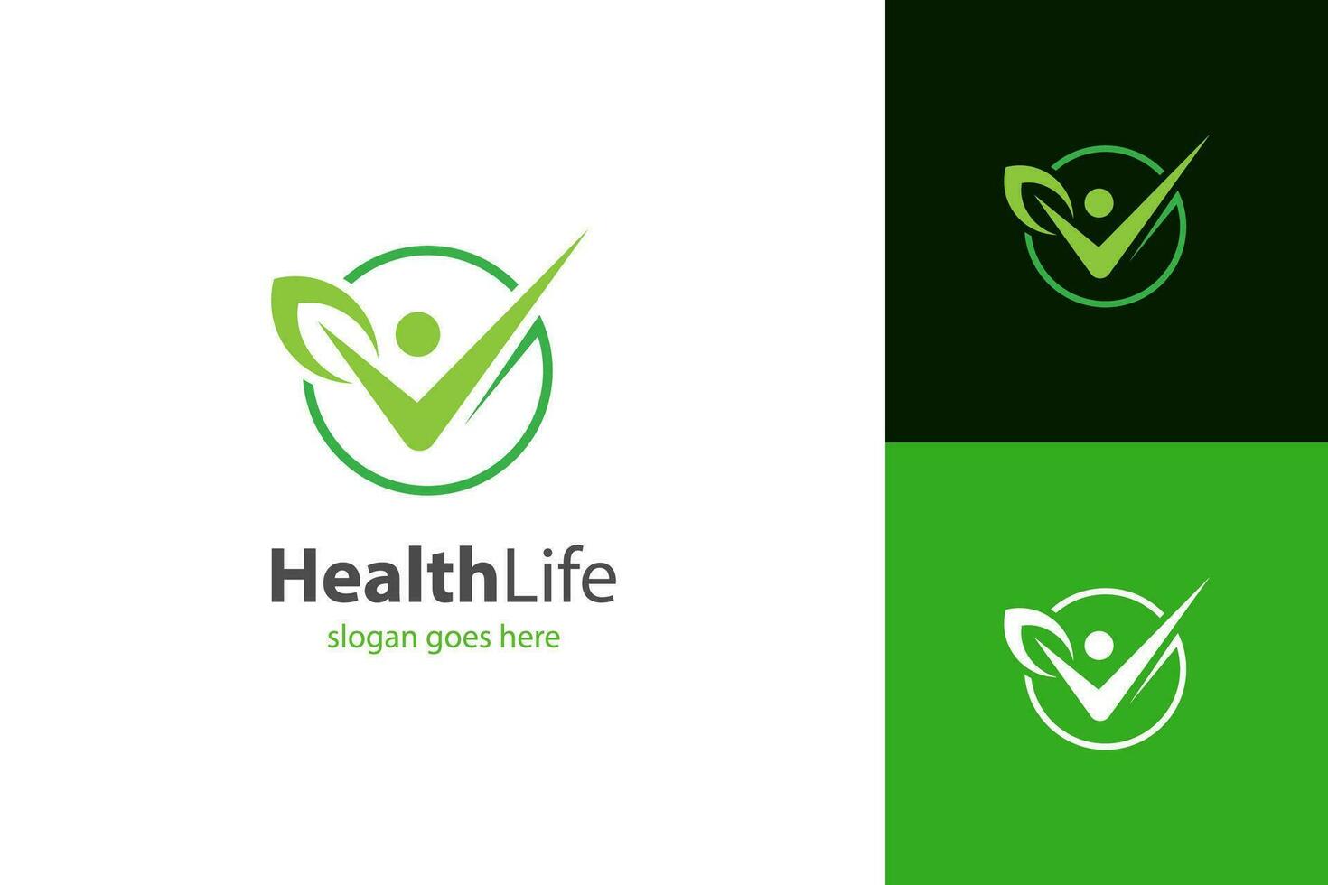 Menschen Gesundheit prüfen Logo Symbol Design. Menschen Blatt Wachstum Elemente Design vektor