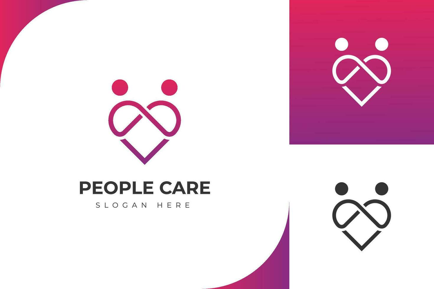 Gesundheitsherz-Symbol und Menschen lieben Pflege-Logo-Design für wohltätige Zwecke und Unterstützungsvektorkonzept, Liebe und glücklicher Lebensvektor vektor