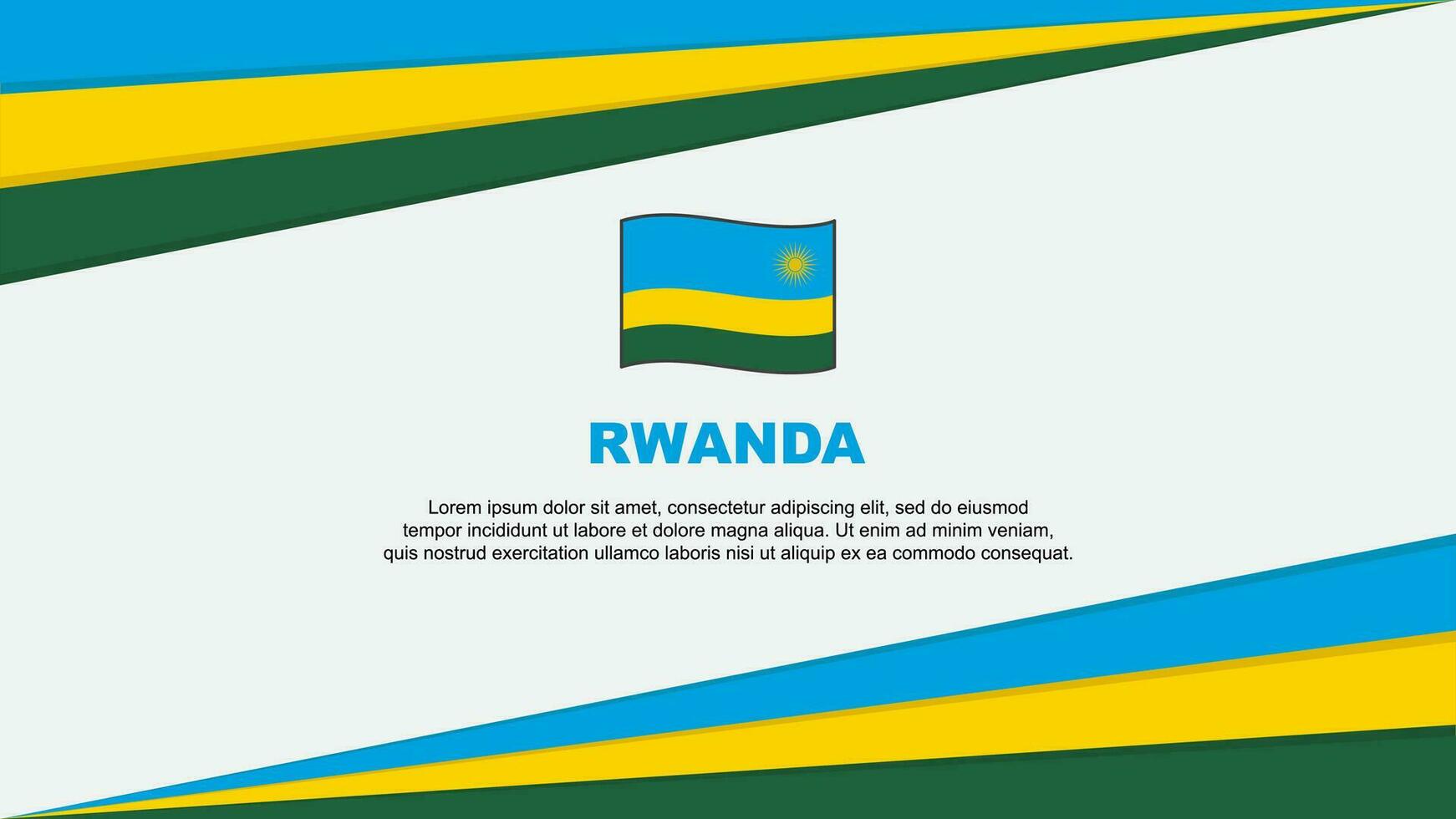 Ruanda Flagge abstrakt Hintergrund Design Vorlage. Ruanda Unabhängigkeit Tag Banner Karikatur Vektor Illustration. Ruanda Design