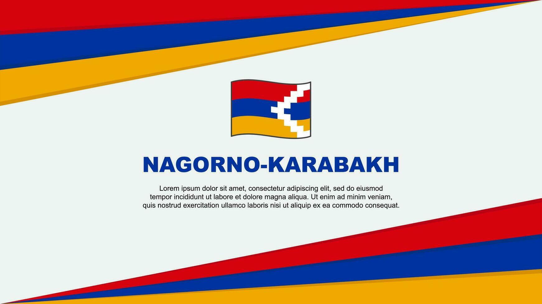 Nagorno Karabach Flagge abstrakt Hintergrund Design Vorlage. Nagorno Karabach Unabhängigkeit Tag Banner Karikatur Vektor Illustration. Nagorno Karabach Design