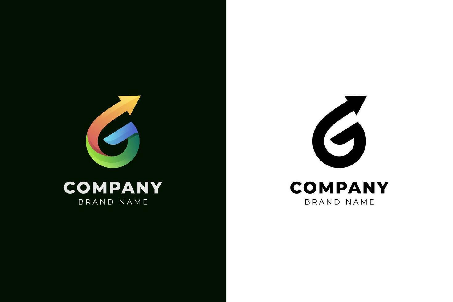 brev g med pil växa upp företag logotyp ikon design. Start upp logotyp symbol för finansiell, logistik och frakt vektor logotyp mall